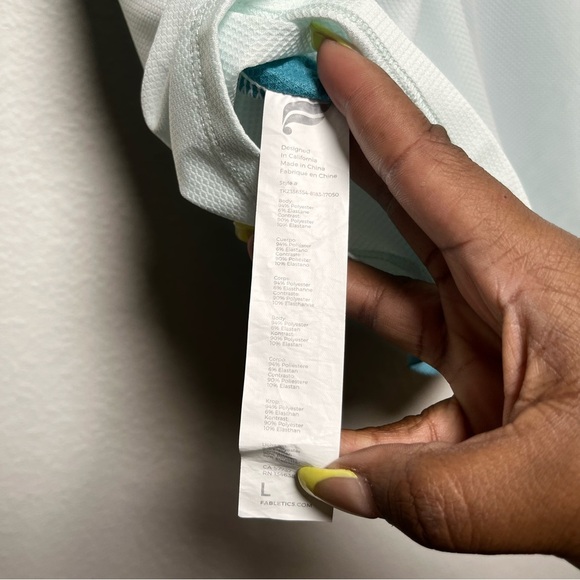 Fabletics Women Tank Top Large Green White Racerback Gym Outdoor Workout - Picture 7 of 10